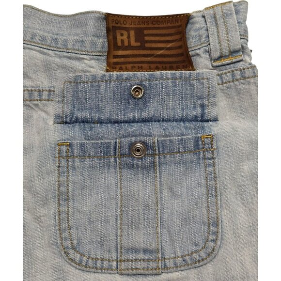 Vintage Ralph Lauren Jean Shorts Womens 12 Light Wash Denim Stripes Pockets Y2K - Picture 5 of 12